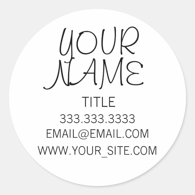 Freehand Simple Plain Classic Round Sticker (Front)