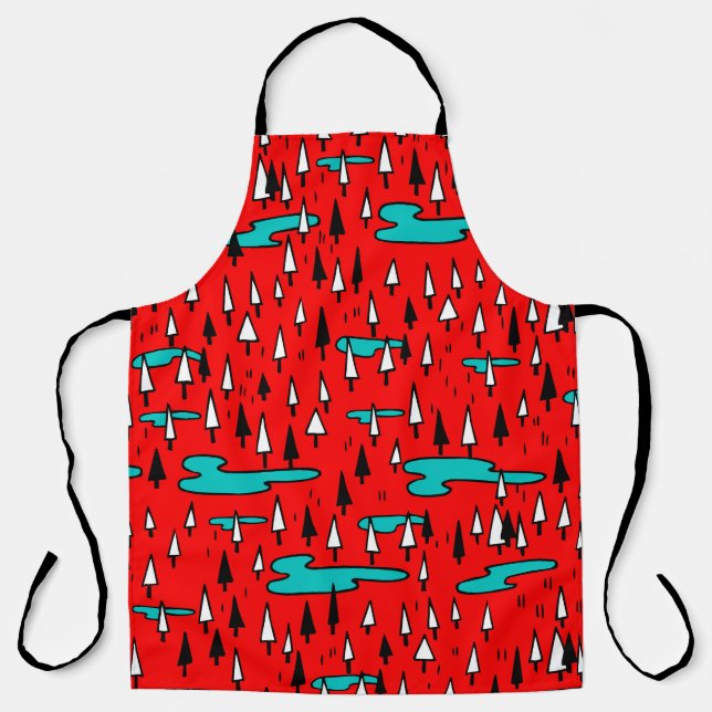 Freehand trees: Scandinavian Christmas pattern. Apron (Front)