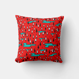 Freehand trees: Scandinavian Christmas pattern. Cushion
