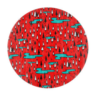 Freehand trees: Scandinavian Christmas pattern. Cutting Board