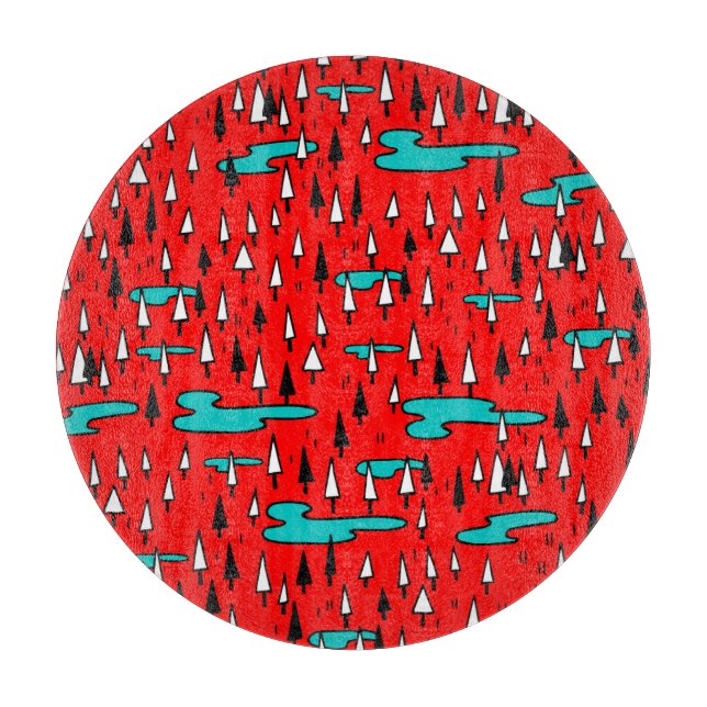 Freehand trees: Scandinavian Christmas pattern. Cutting Board (Front)
