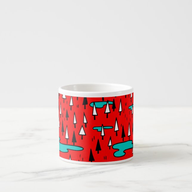 Freehand trees: Scandinavian Christmas pattern. Espresso Cup (Front)