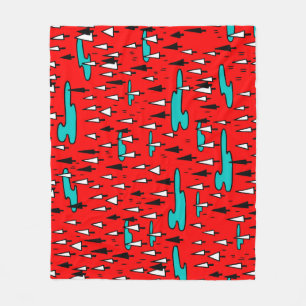 Freehand trees: Scandinavian Christmas pattern. Fleece Blanket
