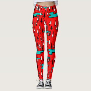 Freehand trees: Scandinavian Christmas pattern. Leggings