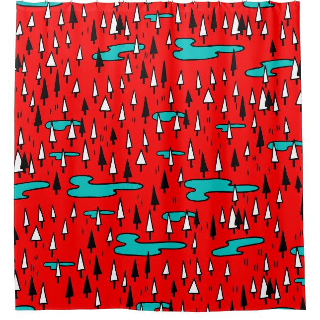 Freehand trees: Scandinavian Christmas pattern. Shower Curtain (Front)