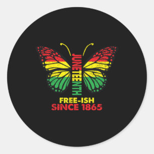 Freeish Since 1865 Juneteenth Butterfly Blm Black  Classic Round Sticker