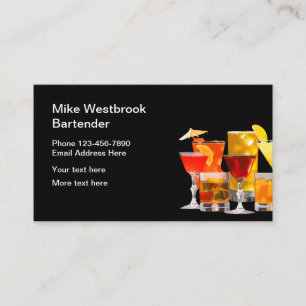 Freelance Bartender For Hire Business Card