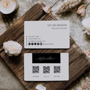 Freelance Business Card Cash Payment Scan QR Code 