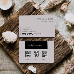 Freelance Business Card Cash Payment Scan QR Code 