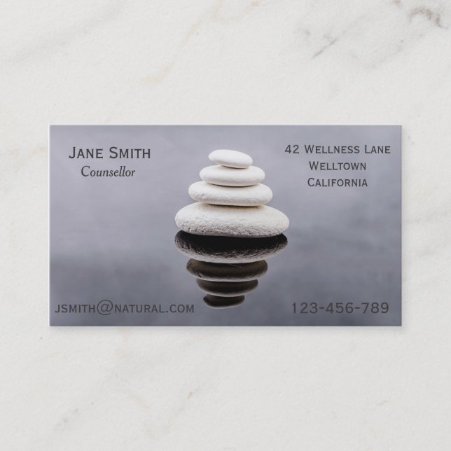 Freelance Counsellor Therapist Zen stones Business Card (Front)