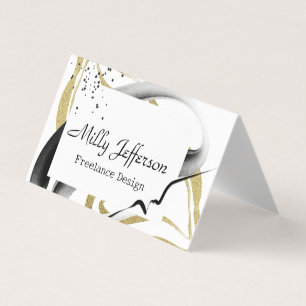 Freelance Design Abstract QR Code Gold Black  Business Card