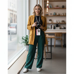 Freelance Photographer Badge in Bright Fuchsia ID Badge