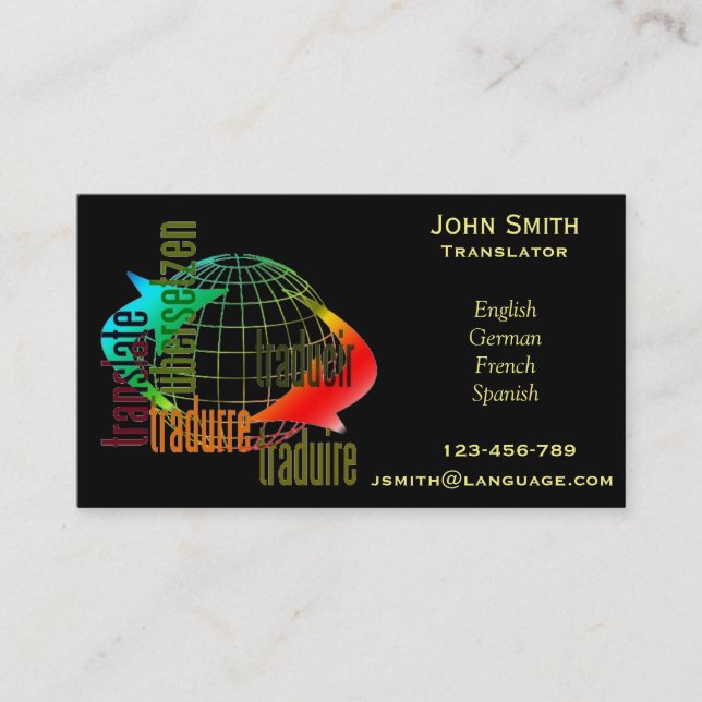 Freelance Translator language interpreter Business Card (Front)