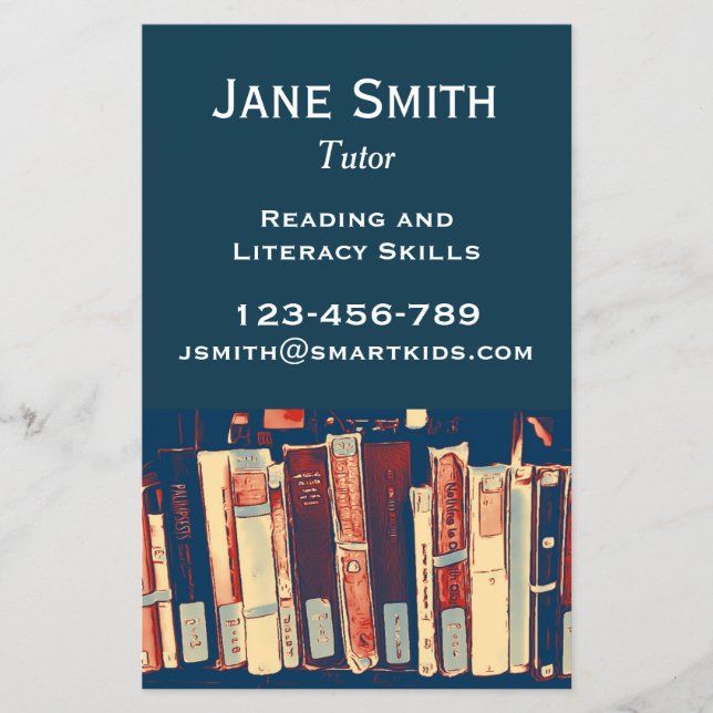 Freelance tutor or teacher for reading literacy flyer (Front)