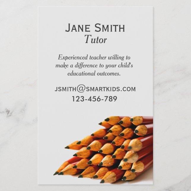 Freelance tutor or teacher stylish pencil flyer (Front)