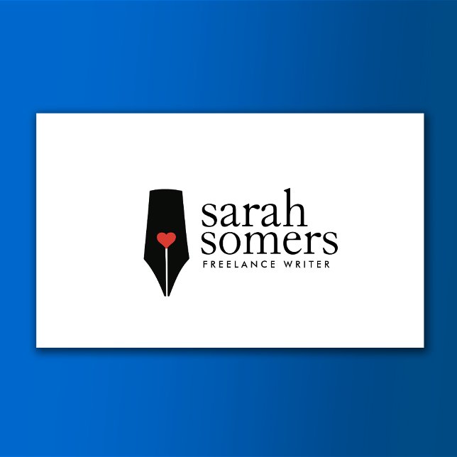 Freelance Writer and Novelist Calligraphy Pen Logo Business Card (Creator Uploaded)