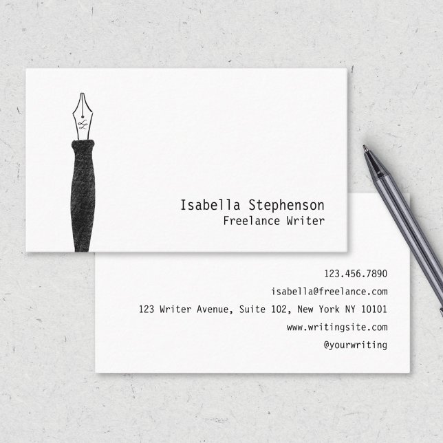 Freelance Writer Author Editor Copywriter Pen Business Card (Creator Uploaded)