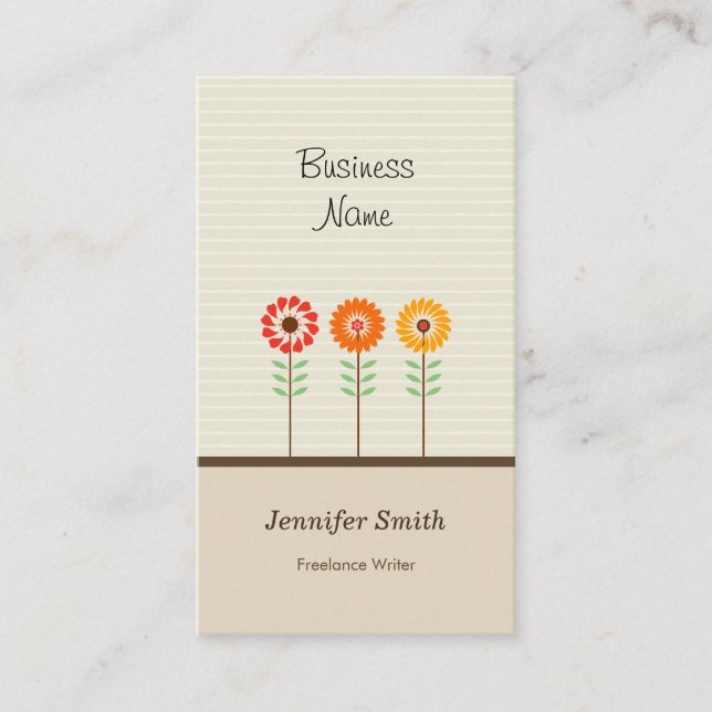 Freelance Writer - Cute Floral Theme Business Card (Front)