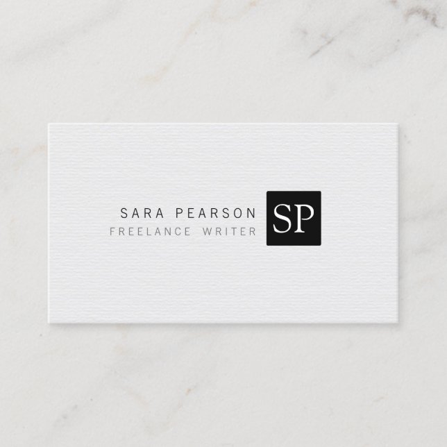 Freelance Writer Print Publishing Simple Monogram Business Card (Front)