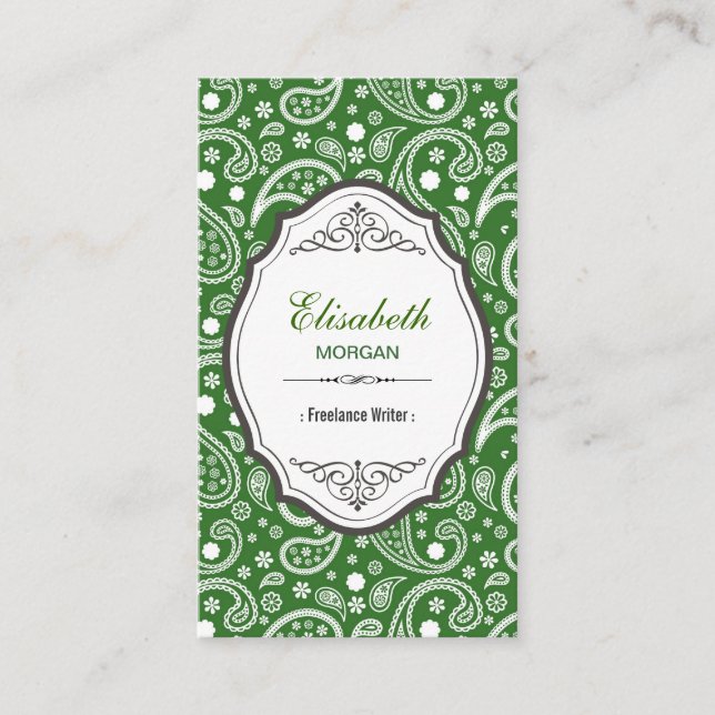 Freelance Writer - Retro Paisley Pattern Business Card (Front)