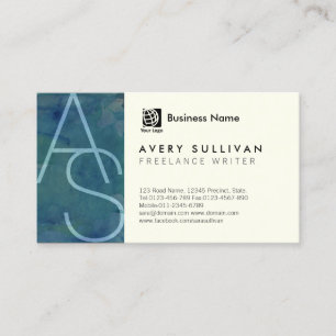 Freelance Writer Thin Letters Monogram Business Card
