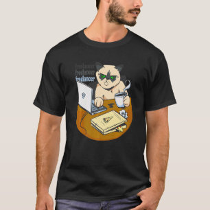 freelancer cat working from home pizza coffee T-Shirt