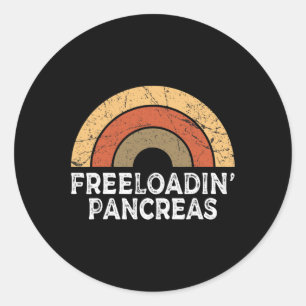 Freeloading Pancreas Retro Rainbow Type 1 Diabetes Classic Round Sticker