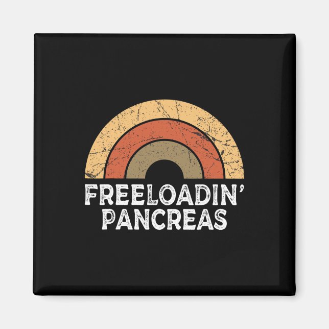 Freeloading Pancreas Retro Rainbow Type 1 Diabetes Magnet (Front)
