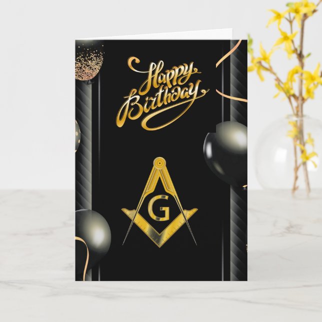 Freemason Birthday Card (Yellow Flower)