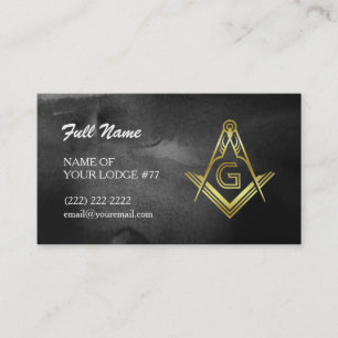 Freemason Business Cards   Black & Gold Watercolor