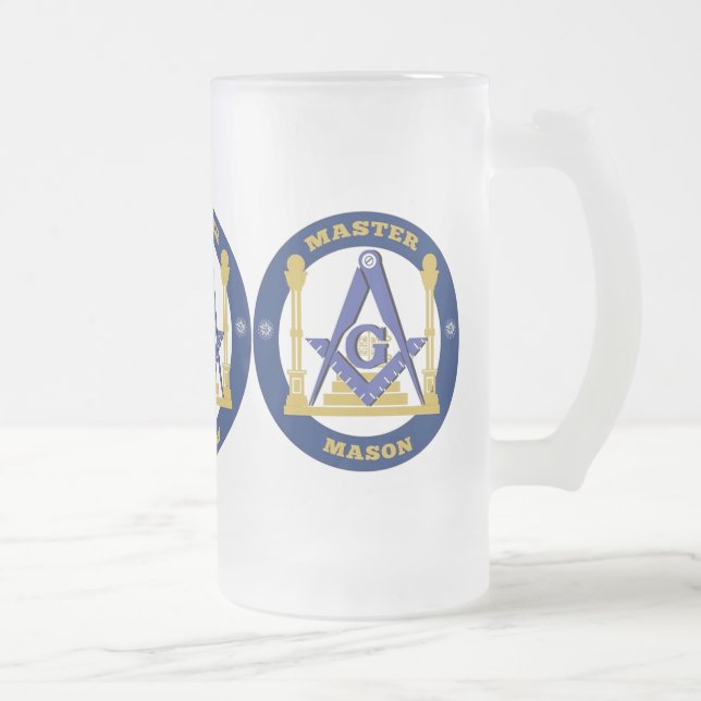 Freemason Frosted Glass Beer Mug (Right)