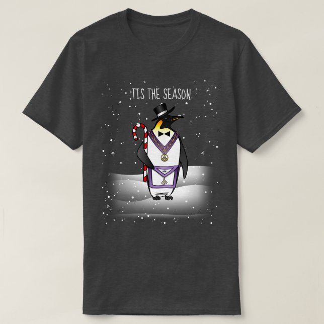 Freemason Holiday Penguin Christmas Masonic T-Shirt (Design Front)