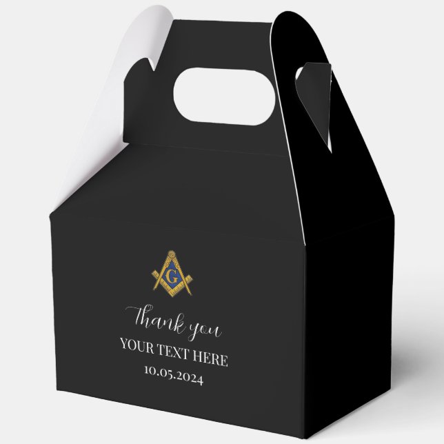 Freemason Masonic Black Minimalist Elegant Modern Favour Box (Front)