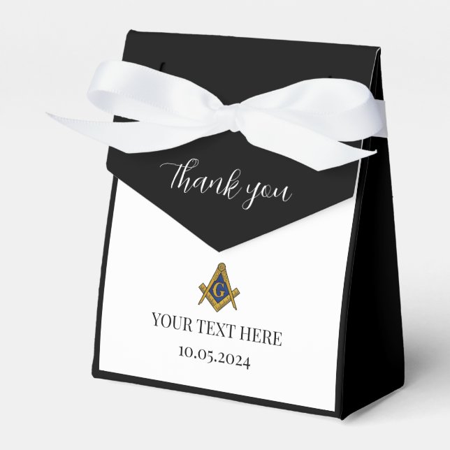 Freemason Masonic Black Minimalist Elegant Modern Favour Box (Front Side)