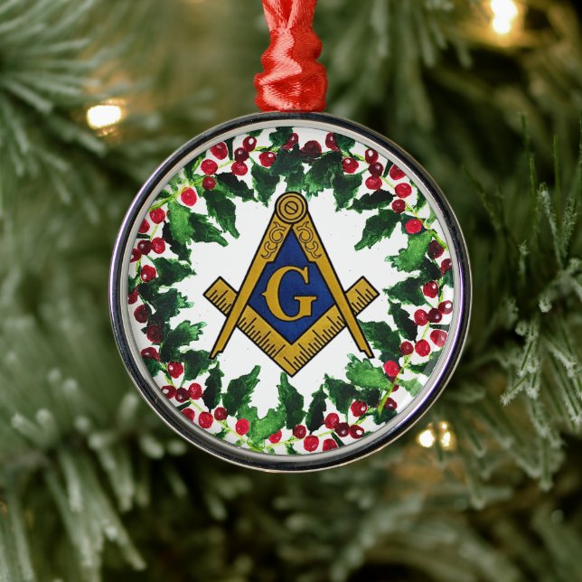 Freemason Masonic Christmas Wreath Rustic Metal Tree Decoration (Tree)