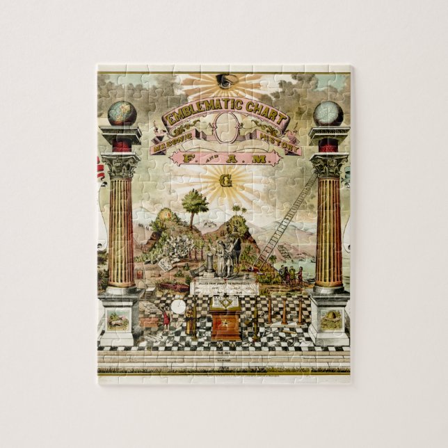 Freemason Masonic Emblematic Chart Jigsaw Puzzle (Vertical)