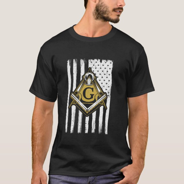 Freemason Masonic Fraternal Freemasonry USA Flag A T-Shirt (Front)