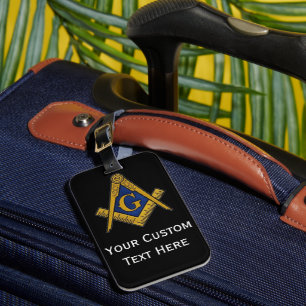 Freemason Masonic Gifts Square and Compass Black Luggage Tag