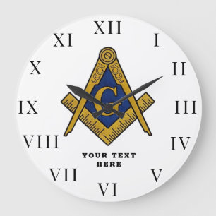 Freemason Masonic Lodge Masonry Large Clock