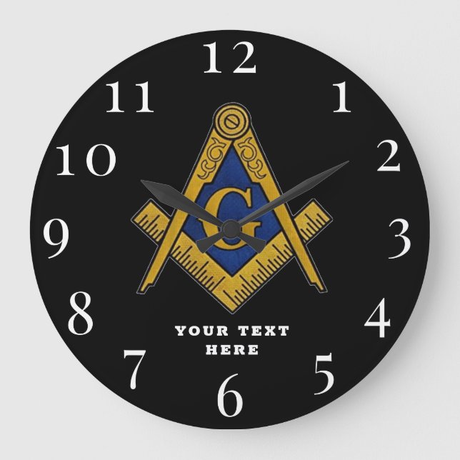 Freemason Masonic Lodge Masonry  Large Clock (Front)