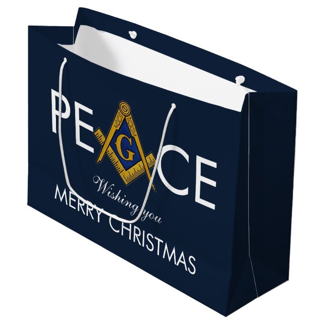 Freemason Masonic Mason Freemason Christmas Large Gift Bag (Front Angled)