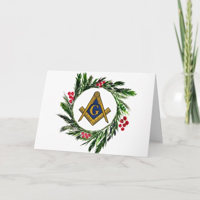 Freemason Masonic Mason Freemason Christmas Thank You Card (Front)