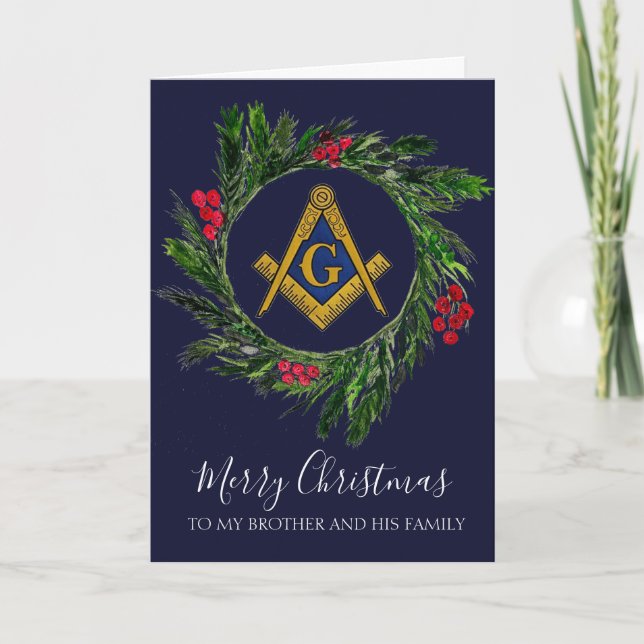 Freemason Masonic Mason Freemason Christmas Thank You Card (Front)