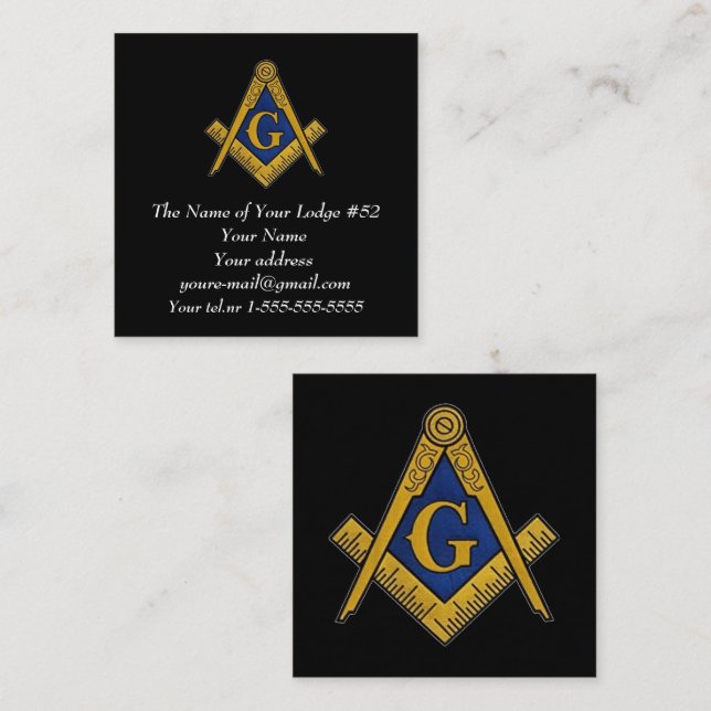 Freemason Masonic Masonry Black Square Business Card (Front/Back)