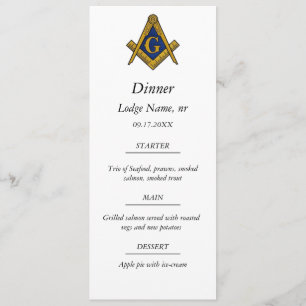 Freemason Masonic Masonry Dinner Food  Menu