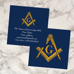 Freemason Masonic Masonry Navy Blue Square Business Card