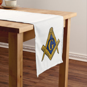 Freemason Masonic Masonry Square and Compass Long Table Runner