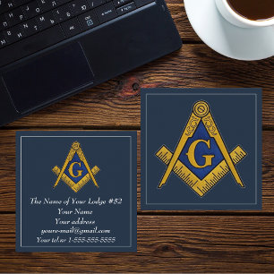 Freemason Masonic Masonry Symbol Blue Square Business Card