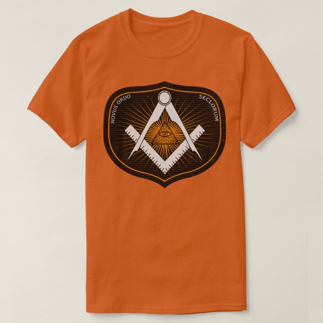 Freemason Masonic Member Square Compass T-Shirt (Design Front)