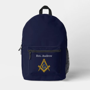 Freemason Masonic Navy Blue Square Compass Printed Backpack
